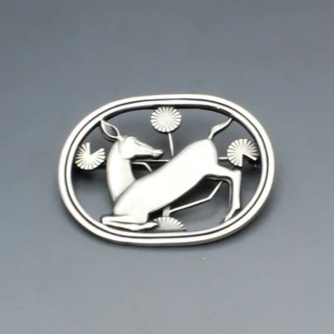 Georg Jensen  Kneeling Deer Brooch 