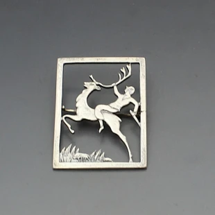 Hansen and Anderson 830 Silver Stag Brooch