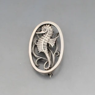 Geoffrey Bellamy for George Tarratt Silver Sea Horse Brooch