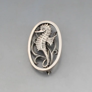 Geoffrey Bellamy for George Tarratt Silver Sea Horse Brooch