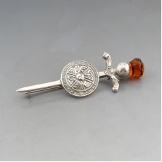 Robert Allison Cairngorm Quartz and Silver Kilt Pin