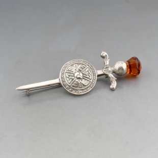 Robert Allison Cairngorm Quartz and Silver Kilt Pin