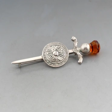 Robert Allison Cairngorm Quartz and Silver Kilt Pin