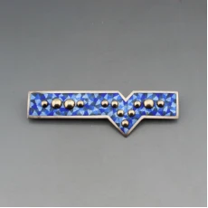 Maureen Edgar Blue Enamel and Silver Brooch