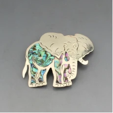 Abelone and Silver Mexico Elephant Brooch