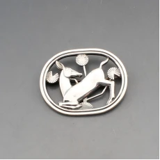 Georg Jensen Sterling Silver Kneeling Deer Brooch #256