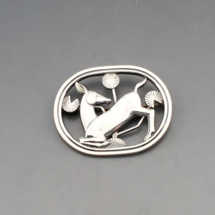 Georg Jensen Sterling Silver Kneeling Deer Brooch #256