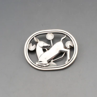 Georg Jensen Sterling Silver Kneeling Deer Brooch #256