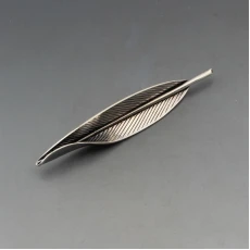 Eigil Jensen for Anton Michelsen  Long Silver Leaf Brooch