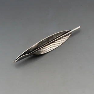 Eigil Jensen for Anton Michelsen  Long Silver Leaf Brooch