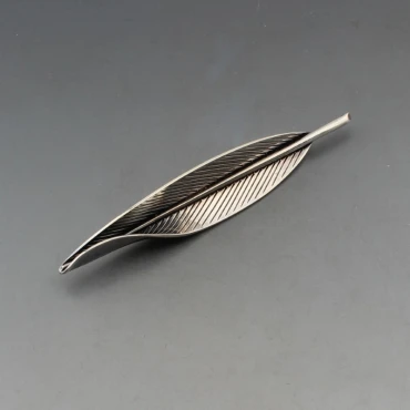 Eigil Jensen for Anton Michelsen  Long Silver Leaf Brooch
