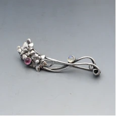 Scottish Silver and Gemstone Flower Broochh