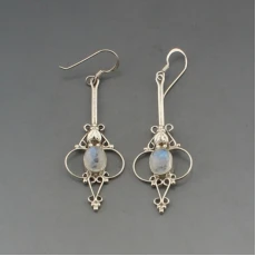Moonstone and Silver Drop Earrings