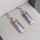 Designer Enamel and Silver Drop Earrings