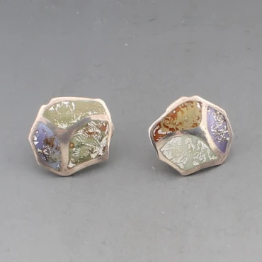 Rosemary Zeeman  Tri Colour Enamel Earrings