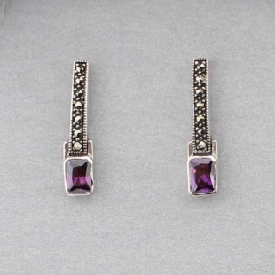 Amethyst and Silver Drop Earrings