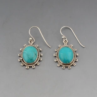 Turquoise and Silver Drop Earrings