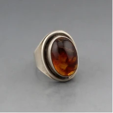 Herman Siersbol Amber and Silver Ring
