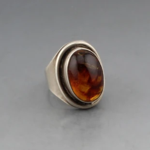 Herman Siersbol Amber and Silver Ring