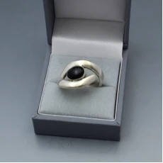 Mexico Silver and Onyx Ring Size R