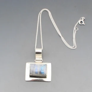 Chunky Moonstone Pendant Necklace 