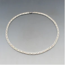 Silver Greek Key Link Necklace 