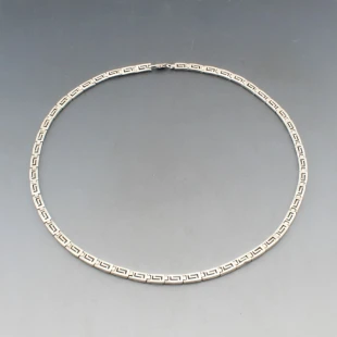 Silver Greek Key Link Necklace 