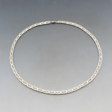 Silver Greek Key Link Necklace 