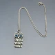 Silver Owl Pendant with Blue Eyes