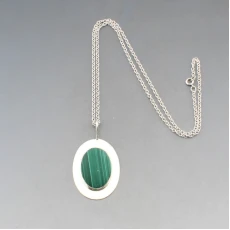Eva Toney Toledo Navaho Silver and Malachite Pendant