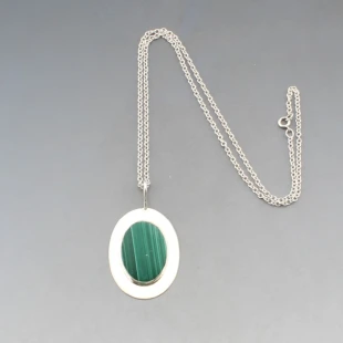 Eva Toney Toledo Navaho Silver and Malachite Pendant