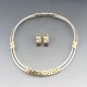 950 Silver and 18 Karat Gold Collar Necklace and Earrings