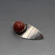 Red Jasper and Silver Modernist Brooch