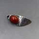 Red Jasper and Silver Modernist Brooch