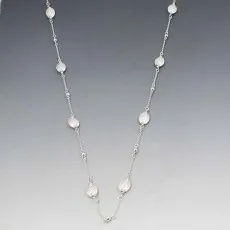 Long Sterling Silver Pebbles Station Necklace