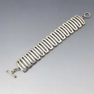 Heavy Modernist Silver Link Bracelet 60 Grams