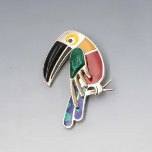 Alicia De La Paz Mexico Silver Parrot Brooch