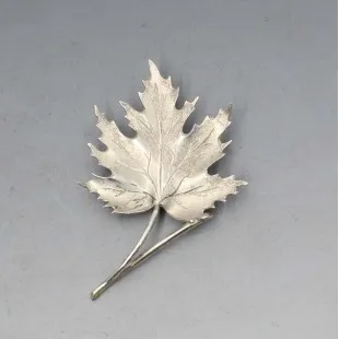 Hamilton and Inches Sterling Silver Leaf Brooch