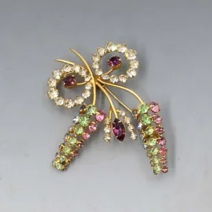 Multi Colour Crystal Flower Brooch