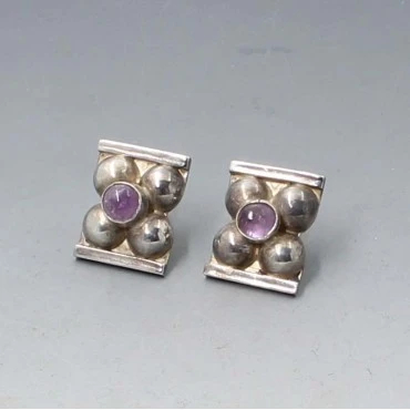 Mexican Amethyst Silver Earrings