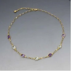 Amethyst and Gold Suffragette Necklace