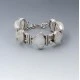 Chunky Moonstone , Garnet and Sterling Silver Bracelet