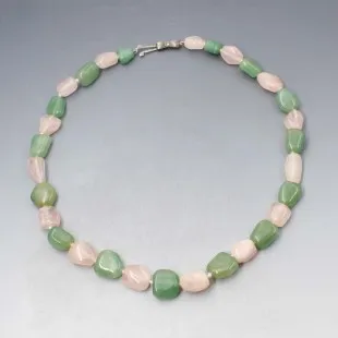 Rose Quartz and Aventurine Bead Necklace