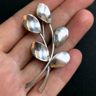 S Christian Fogh modernist silver leaf pin