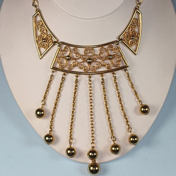 Egyptian revival bib necklace