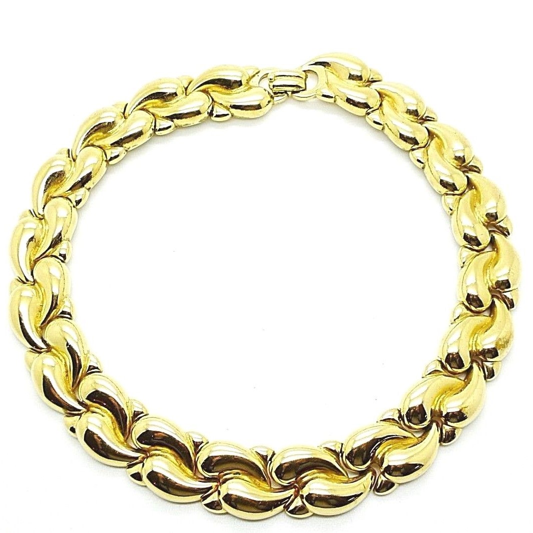 Chunky gold tone collar necklace