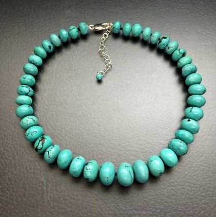 Turquoise gegradueerde kraal ketting